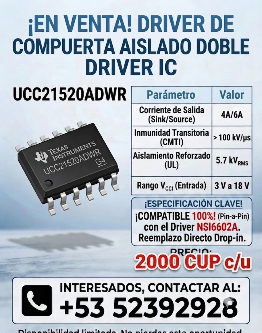 Driver Isolated dual-channel gate driver's foto | Electrónica Shop |  BizneCubano